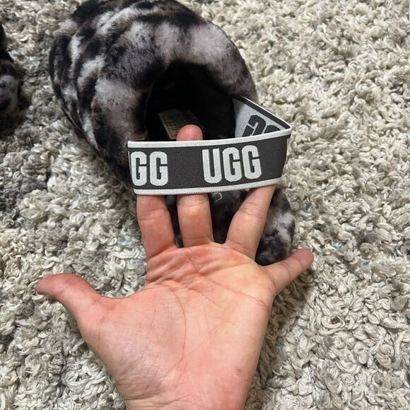 New UGG Fuzzy Leopard Print Slippers Sandals - Picture 2 of 5